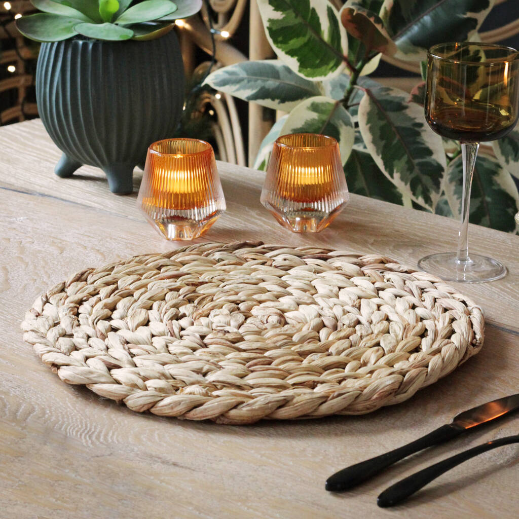 Tấm lót lục bình hình tròn URSPACE trang trí bàn ăn treo tường decor / ROUND HYACINTH PLACE MAT
