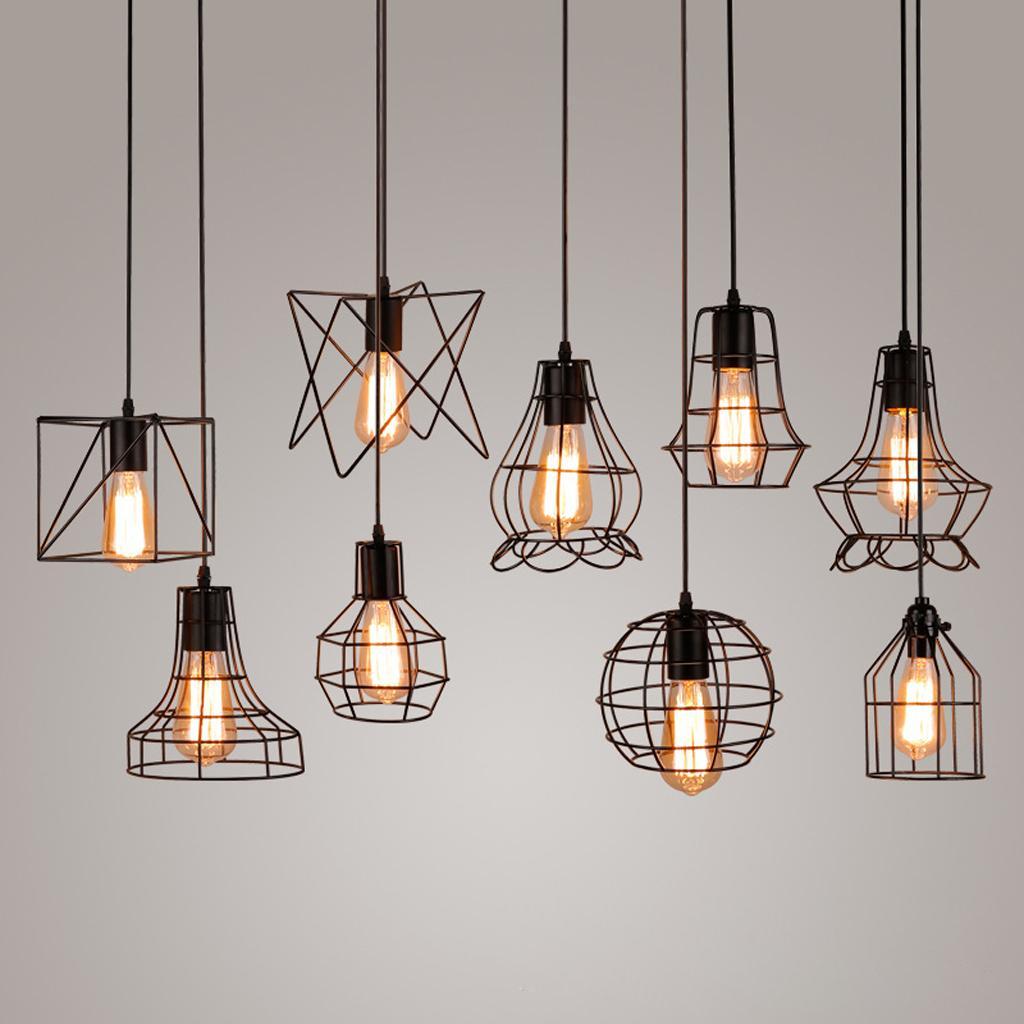 3 pcs Retro Iron Wire Cage Hanging Lamp Shade Pendant Light Chandelier Shade