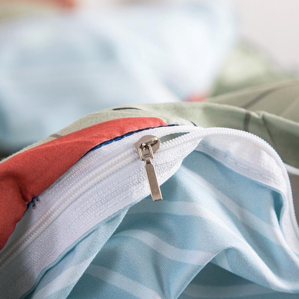 Bộ Chăn Ga Gối Cotton Poly Hình Học Xanh