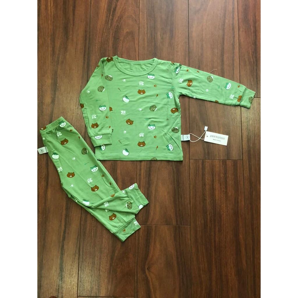 Bộ dài tay lưng thấp cotton thun lạnh Minky mom họa tiết mèo cho bé 6-17kg
