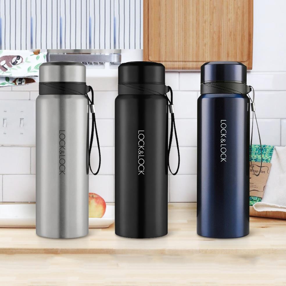 Bình Giữ Nhiệt 800ml Lock&amp;Lock Vacuum Bottle LHC6180 - Hàng Chính Hãng, Thép Không Gỉ, Lưới Lọc Trà, Dây Treo - JoyMall