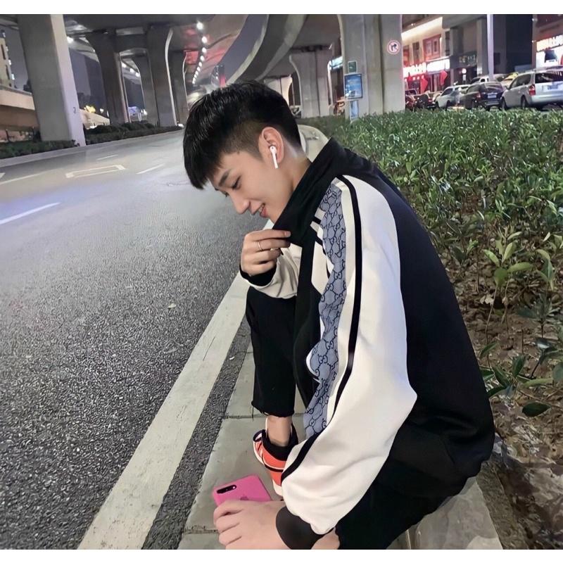 Áo jacket phối tay hoạ tiết xxx