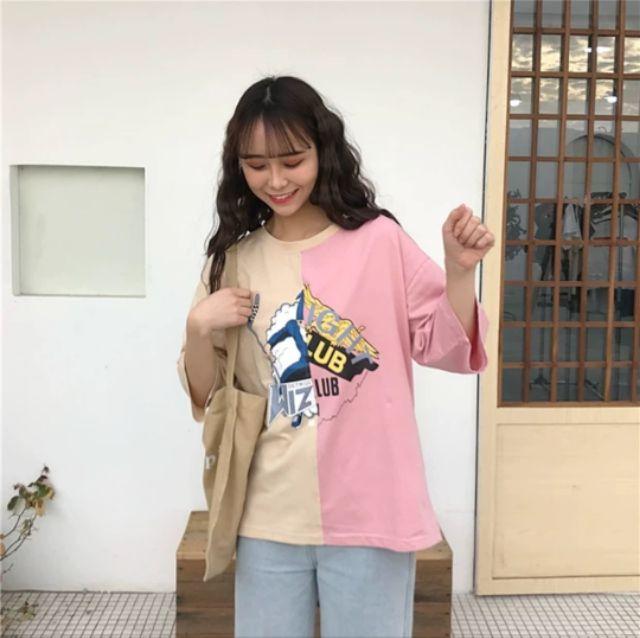 Áo thun tay lỡ unisex from rộng nam nữ, áo thun in hình nam nữ, áo phối màu nam nữ