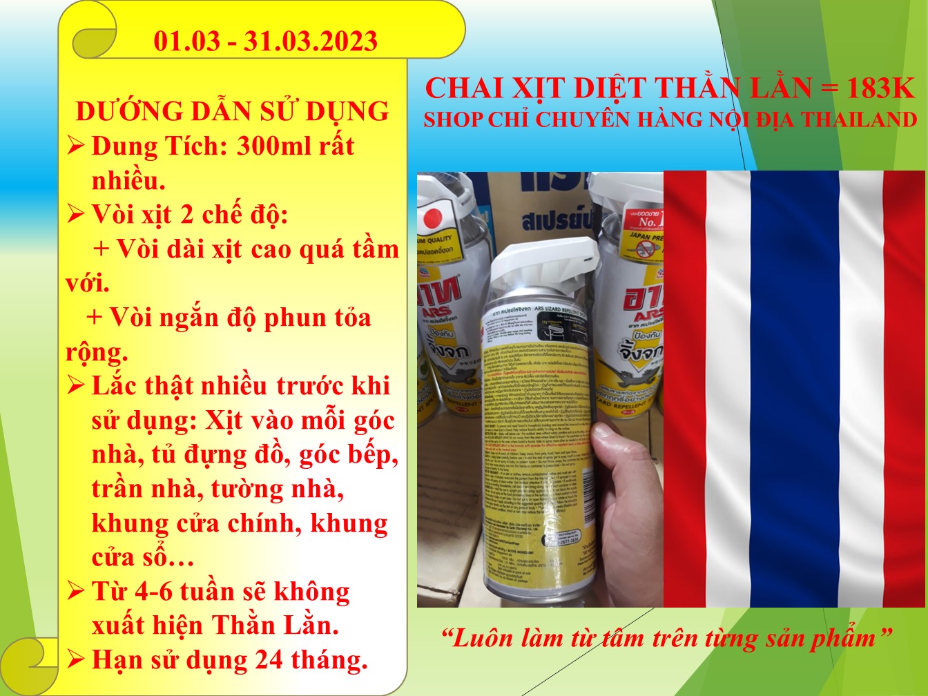 Chai xịt diệt Thằn Lằn Ars Lizard Repellent Spray - Hết sạch Thằn Lằn 4-6 tuần - 300ml - Cam kết hàng thật Thailand 100