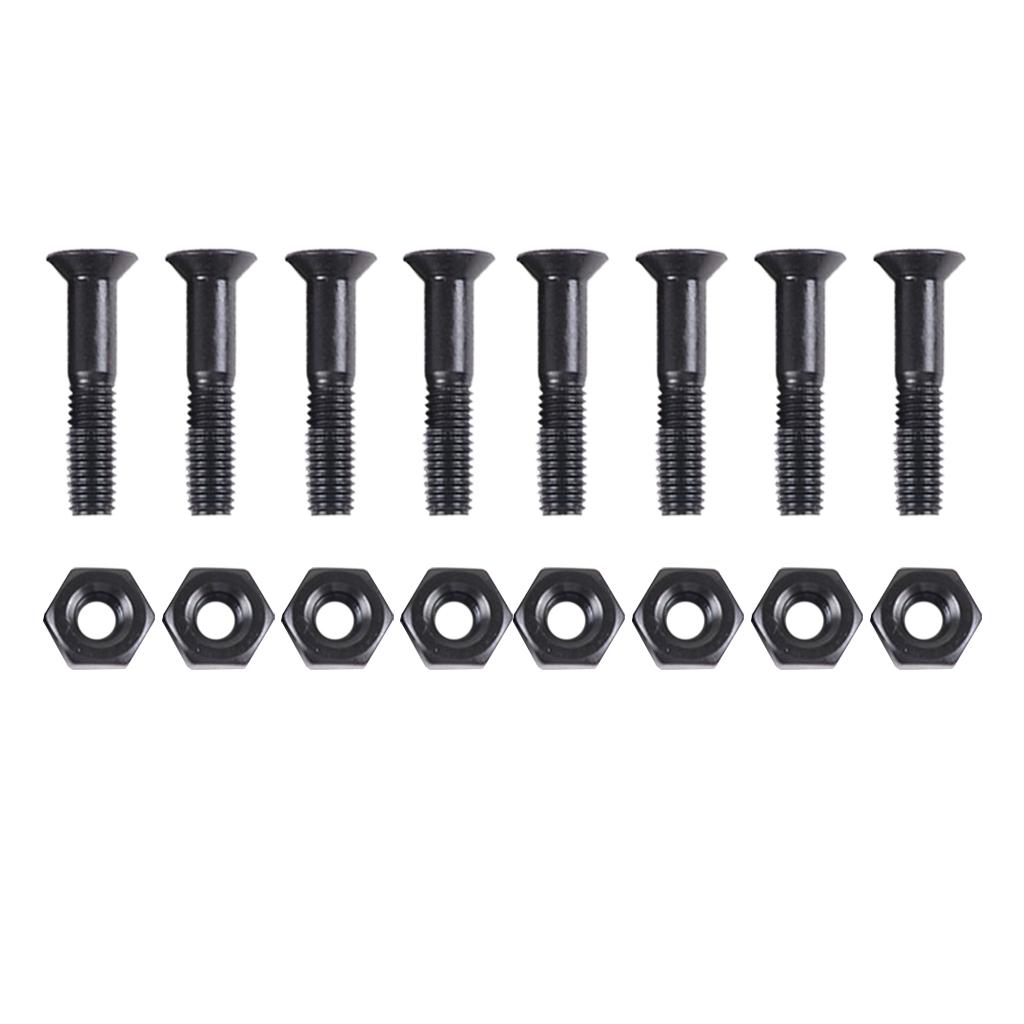 16 Pieces Skateboard Hardware Set, Carabon Steel Screws with Nuts, Replacement Spare Parts for Longboard Trucks Repair Rebuilding