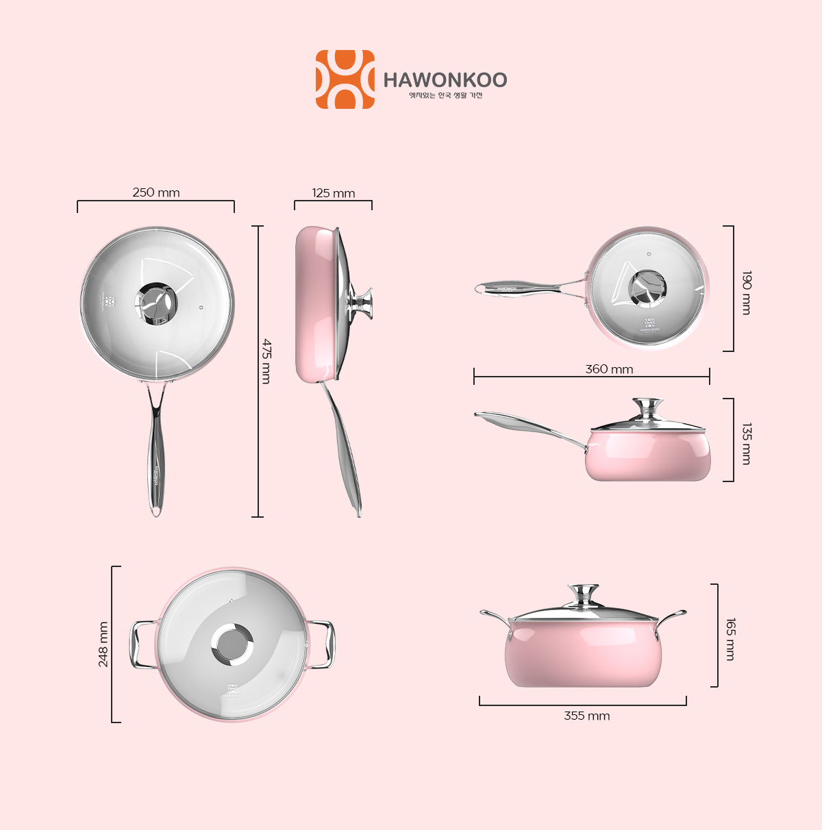Bộ nồi HAWONKOO CWH-070 Hàng Chính Hãng Bảo Hành 12 Tháng - Thương Hiệu Hàn Quốc