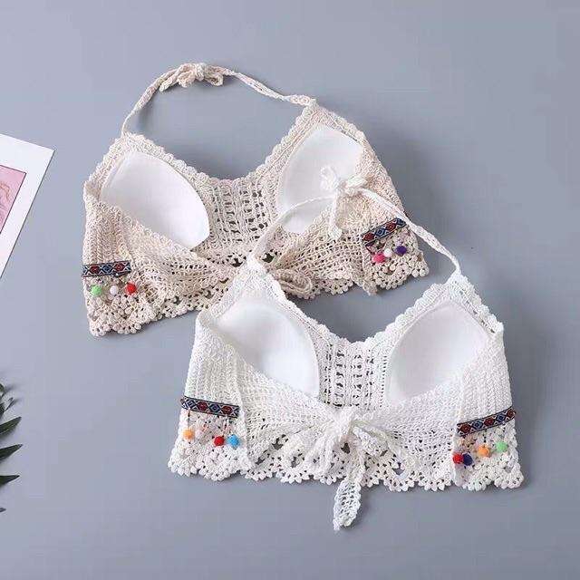 13-Set áo bra -quần sóc ren đi biển 2 món