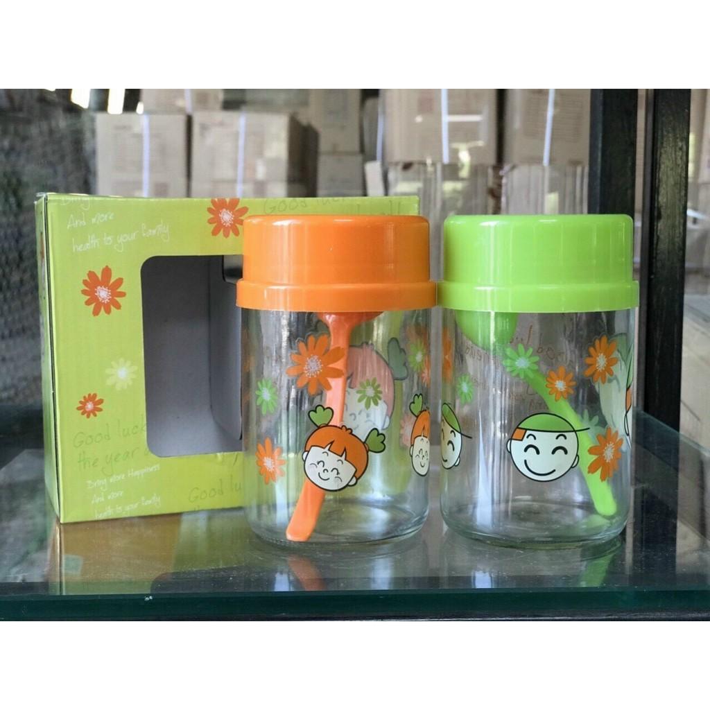 Bộ 2 hộp đựng gia vị thủy tinh