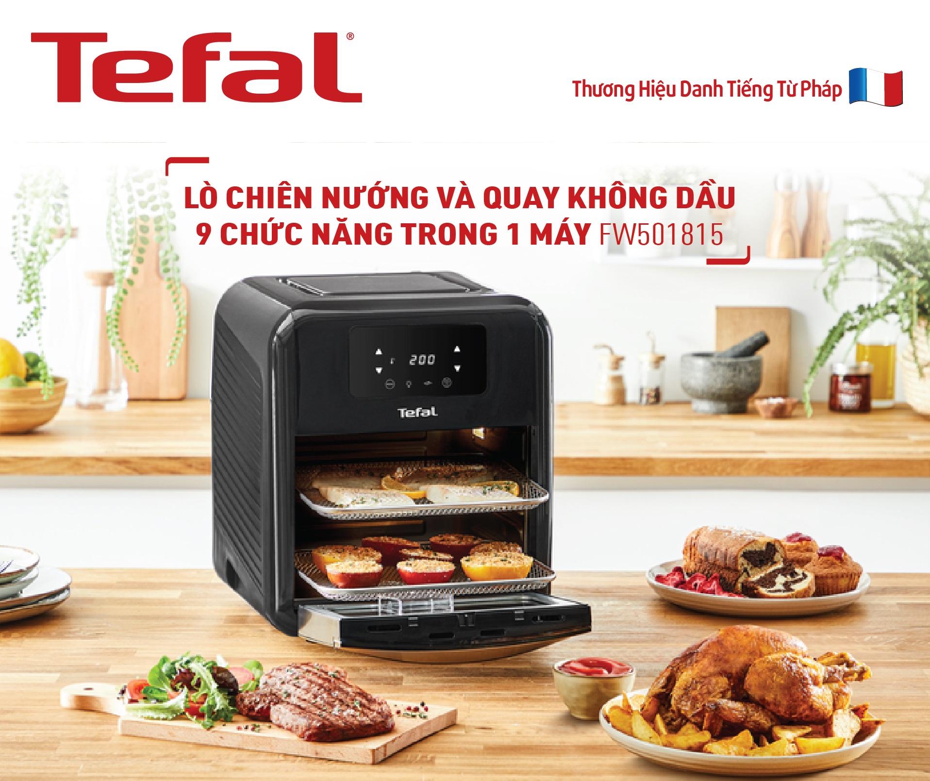 Nồi chiên, nướng, quay không dầu điện tử Tefal FW501815, dung tích 11L - Hàng chính hãng