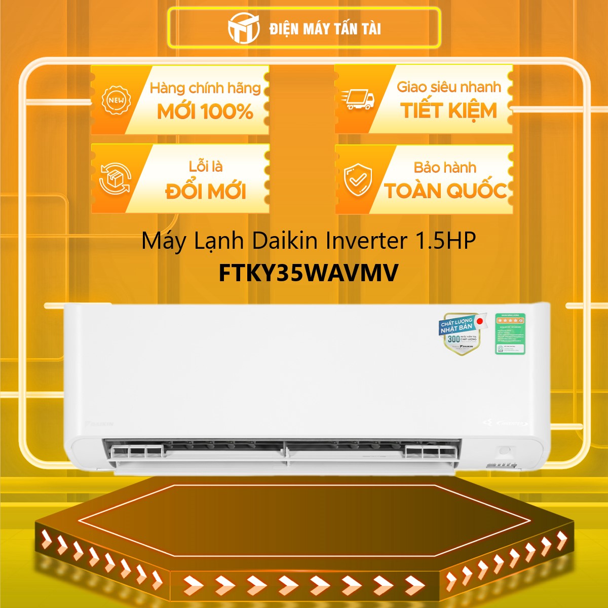 Máy lạnh Daikin Inverter 1.5 HP FTKY35WAVMV Mới 2022- Hàng chính hãng( Chỉ giao HCM)