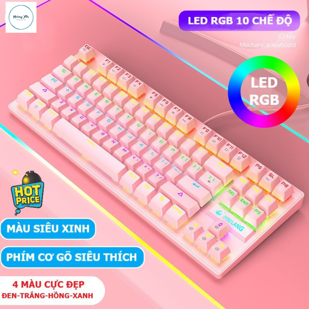 Bàn phím cơ chơi game  Led 10 chế độ khác nhau kiểu dáng gaming cho máy tính laptop pc