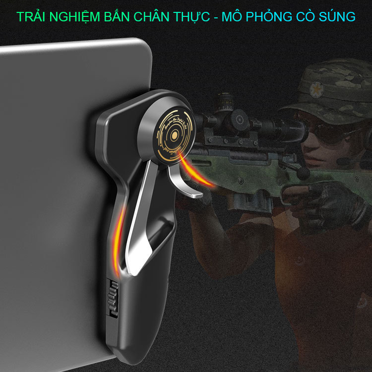 Tay cầm chơi game cho iPad / Tablet SIDOTECH AKPAD-D Autotap nút bắn chơi PUBG / FreeFire / ROS FPS thao tác 6 ngón tốc độ cao thiết kế khe sạc không vướng màn hình thế hệ mới cho máy tính bảng - Hàng chính hãng