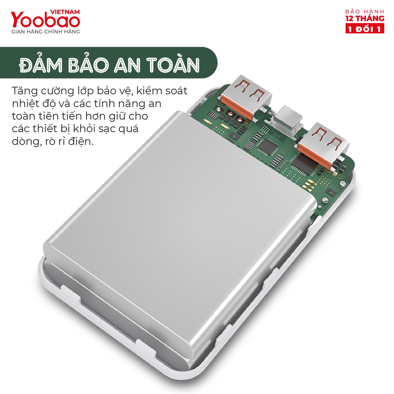 Sạc dự phòng mini 10000mAh Yoobao P10W Kèm đèn LED - Bảo hành 12 tháng 1 đổi 1 - hàng chính hãng