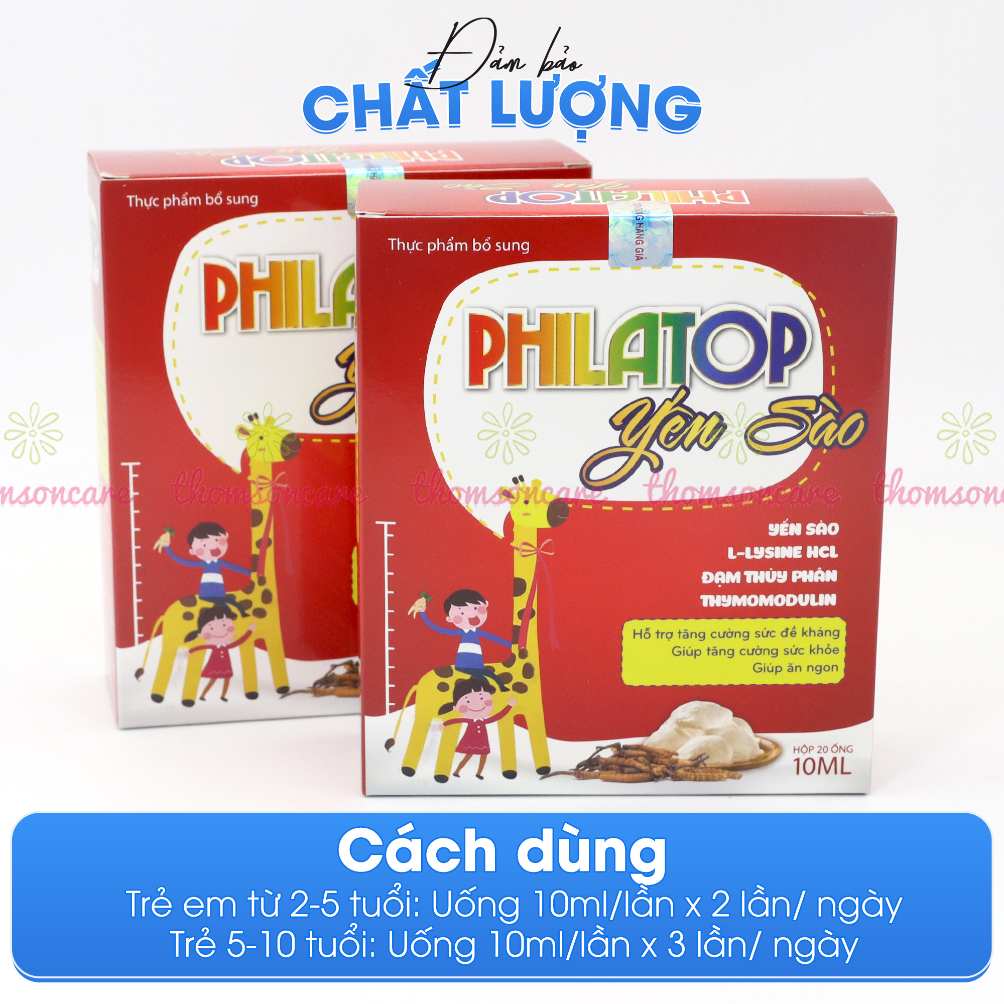 Combo 2 Hộp Siro Philatop Yến Sào ăn ngon - Giúp ăn ngon, tăng đề kháng. Bổ sung Lcystine, Thymomodulin và Vitamin  giúp bồi bổ cho cơ thể - Thomsoncare