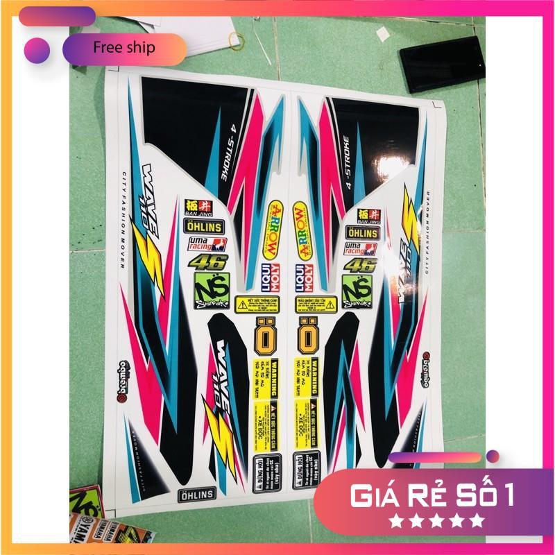 Tem rời dành cho xe dán xe Wave 2017 tặng kèm logo