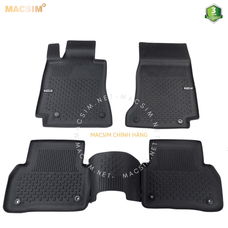 Thảm lót sàn ô tô nhựa TPE Silicon Mercedes C Series 2007-2014 Black Nhãn hiệu Macsim