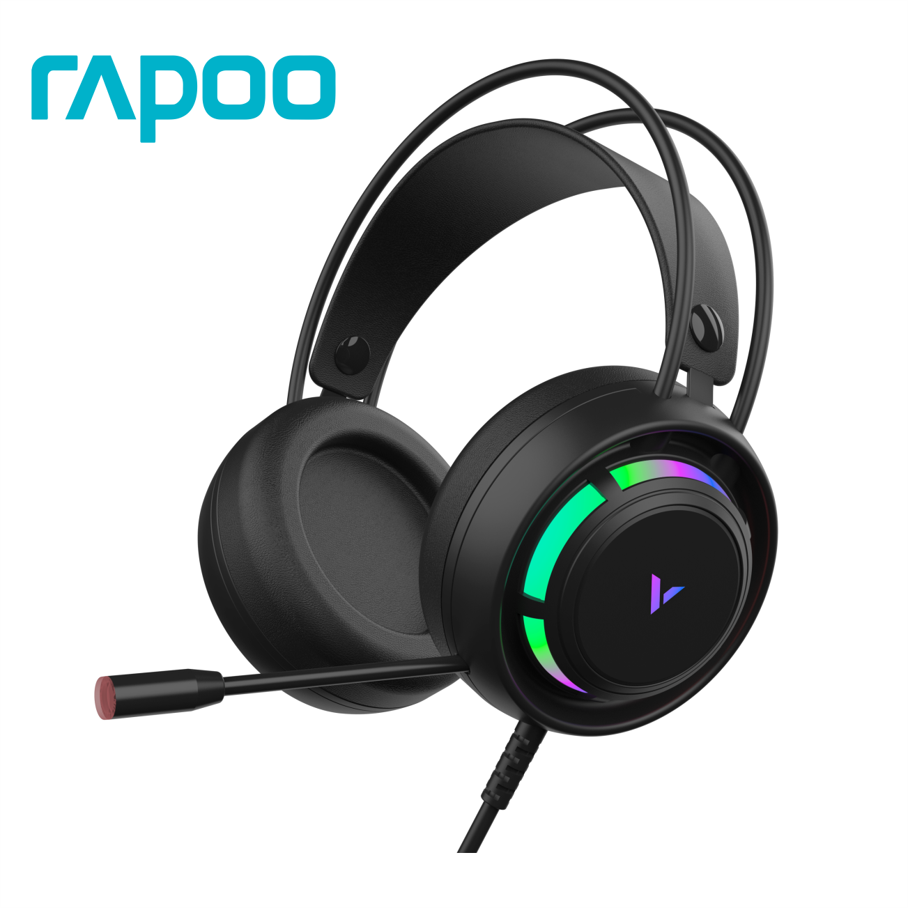 Tai Nghe Gaming Chụp Tai RAPOO VH360 Đèn LED RGB, Chống Ồn, Dây Cắm USB Dài 2M - Hàng Chính Hãng