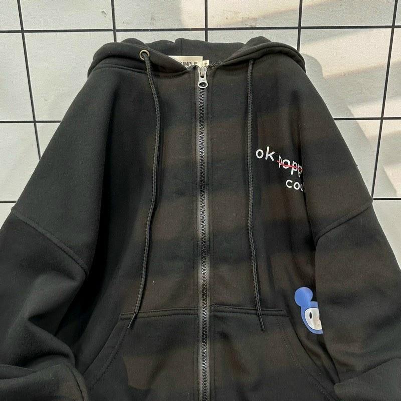 Áo khoác nam nữ Hoodie nỉ trơn Basic in chữ POP form rộng khóa kéo có mũ Ulzzang giá rẻ couple