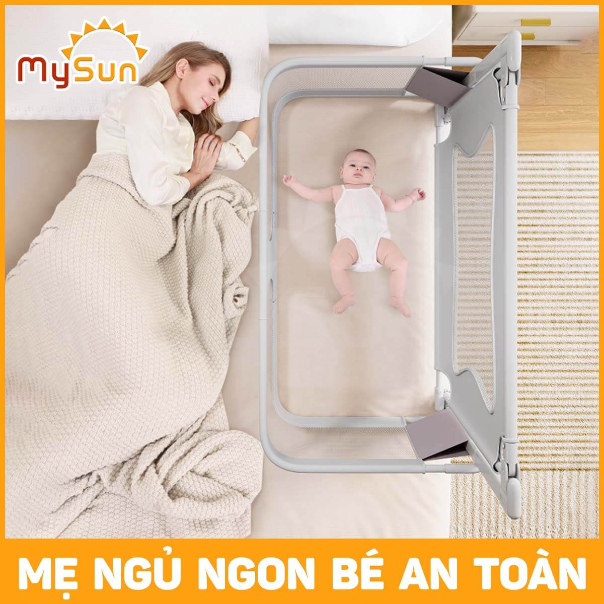 Quây cũi giường cho em bé sơ sinh cao cấp MySun