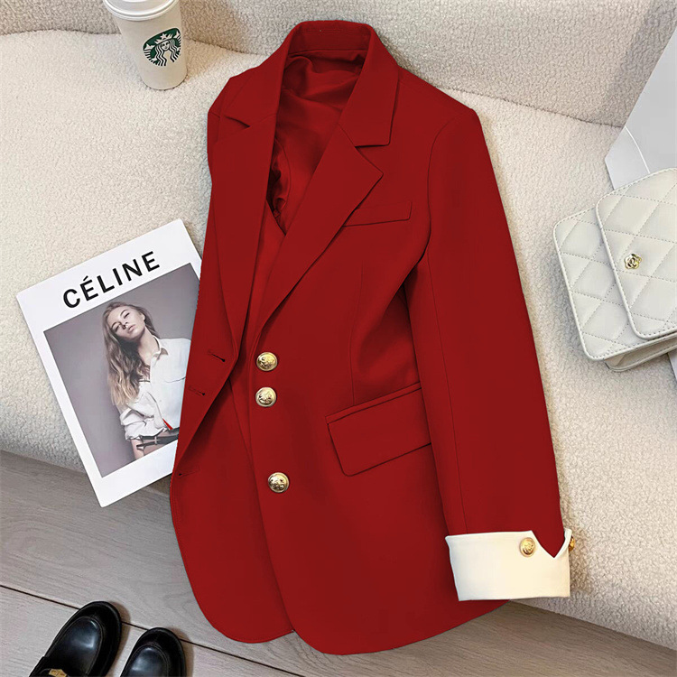 Áo khoác blazer áo khoác vest nữ áo khoác 2 lớp có đệm cầu vai màu ĐỎ ĐÔ mẫu mới nhất 2025 