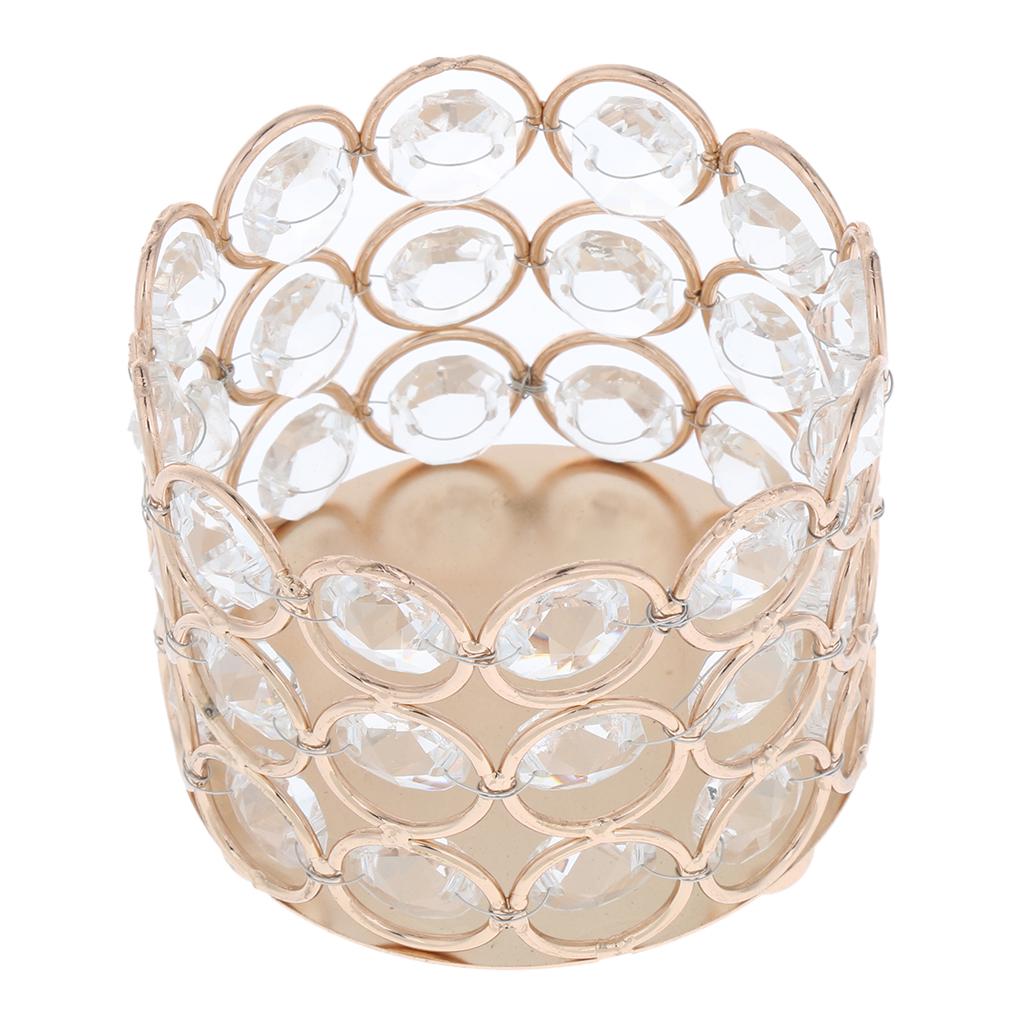 3pcs 3'' Crystal Beads Candle Holder Banquet Candlestick Table Centerpiece