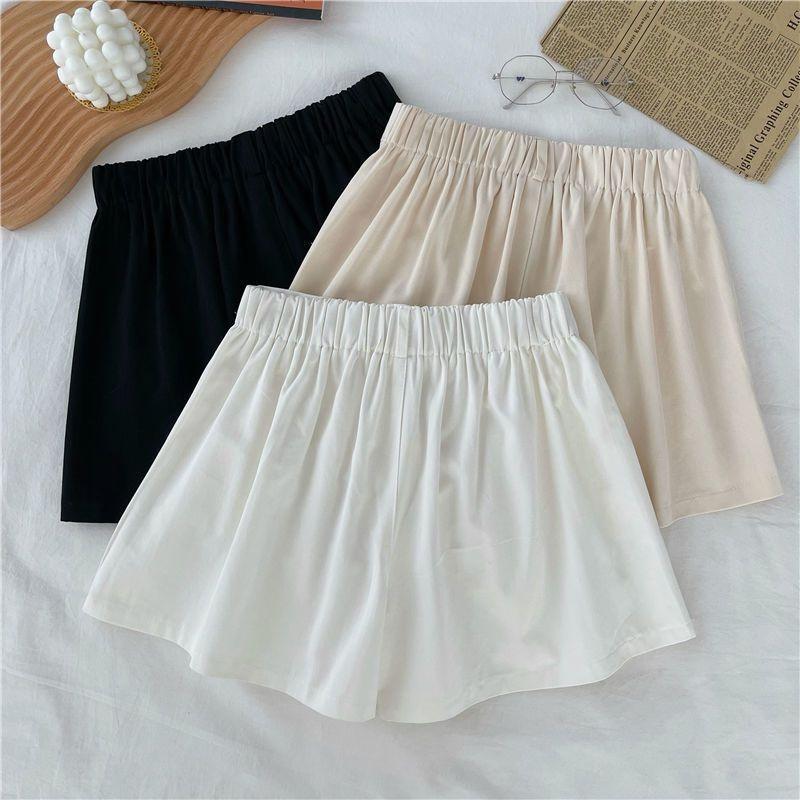 Quần short nữ ống rộng lưng cao DOLOXI cạp chun sau vải đũi đẹp Q12