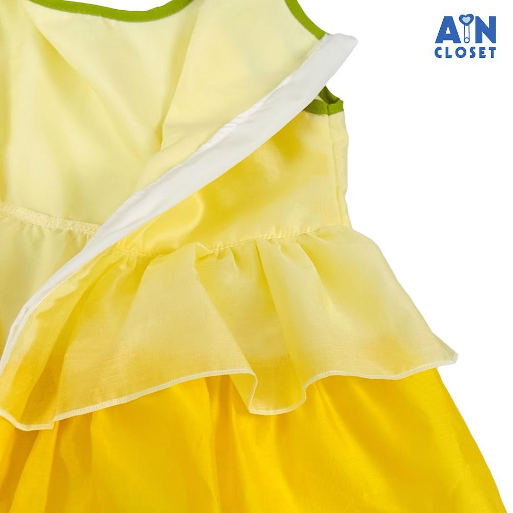 Đầm bé gái họa tiết 3 Tầng Vàng Xanh tơ Nhật - AICDBGHFOLBZ - AIN Closet