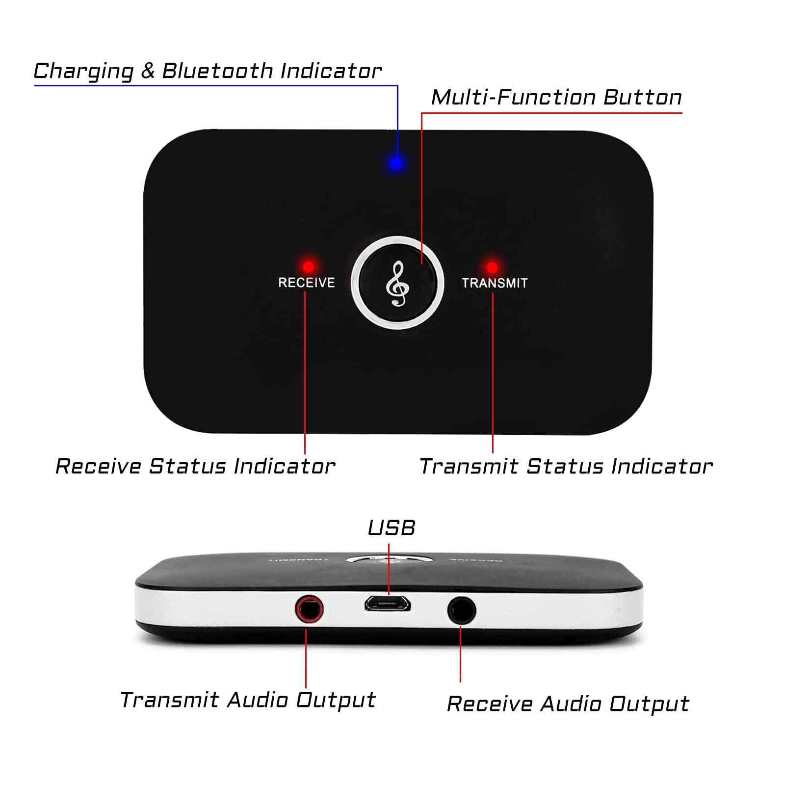 Bộ thu âm Bluetooth, Máy thu âm Bluetooth 5.0 Máy thu âm âm Bluetooth 2-in-1, bộ sạc âm thanh Bluetooth/bộ chuyển đổi RCA với xuất âm thanh 3.5mm