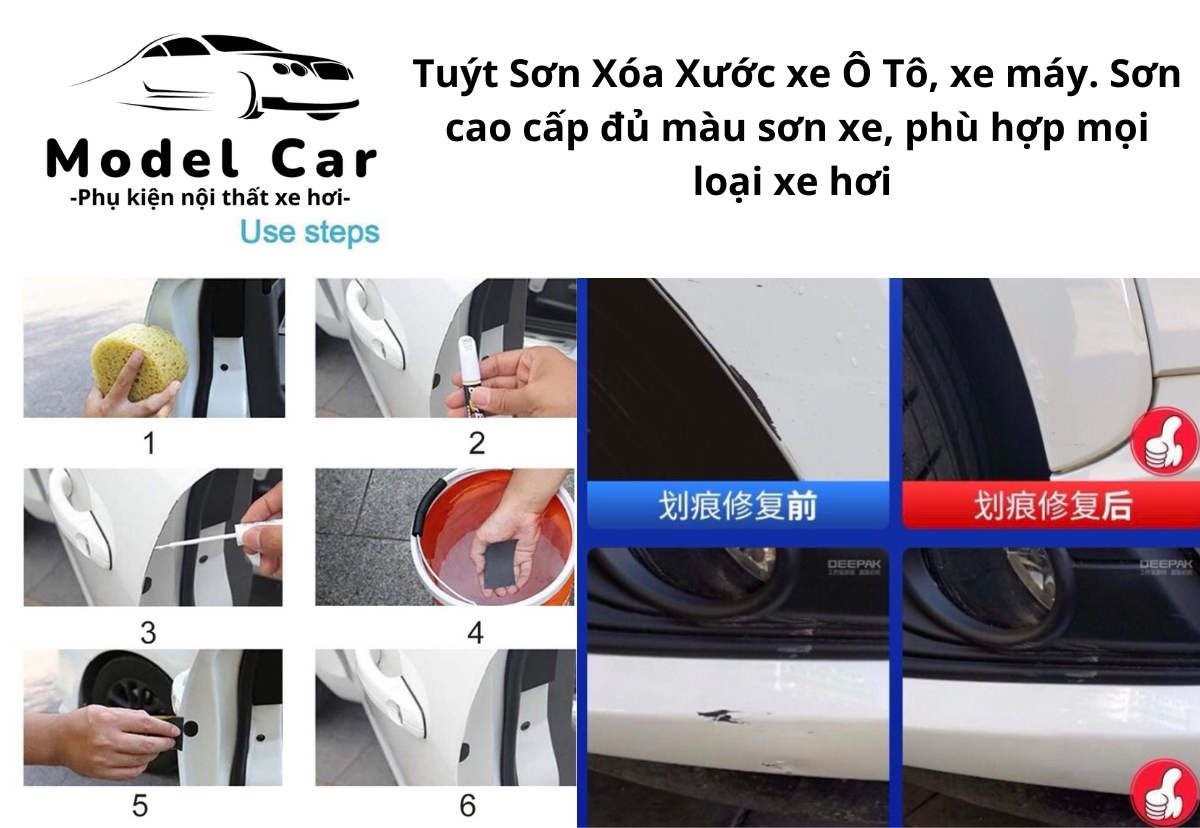 Bút Xóa Vết Trầy Xước Chuyên Dụng, đủ màu xe hàng sơn cao cấp chống nước, chống trôi sơn