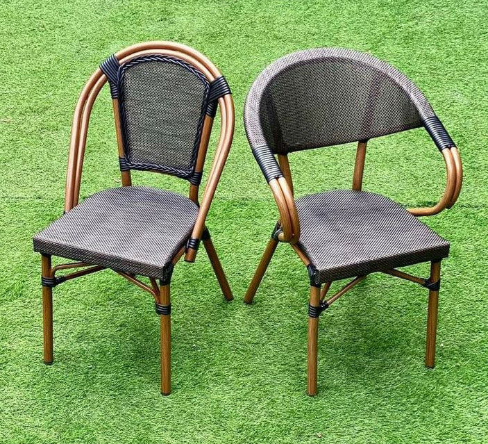 Bộ bàn cafe vuông mặt lưới Texilen ốp kính 4 ghế SL TE2029-70A / CC2005-A Nội thất Capta