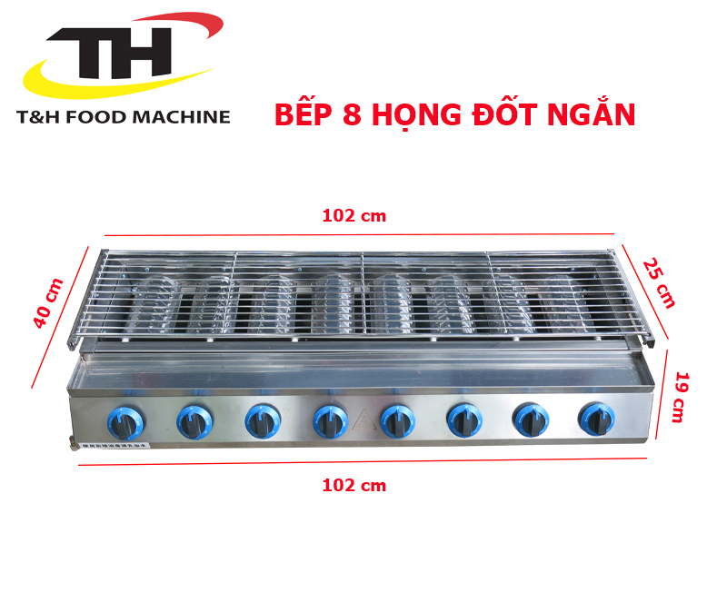 Bếp nướng Gas 8 họng đốt ngắn