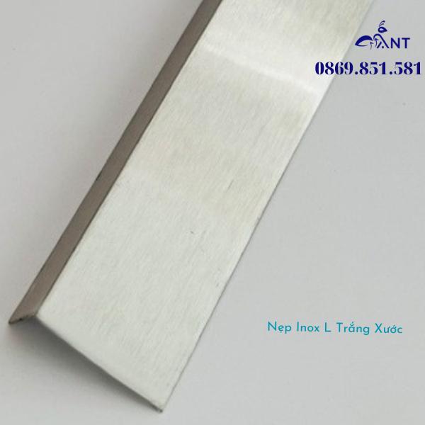 Nẹp inox chữ L trắng xước, Nẹp L inox, nẹp ốp góc tường, chỉ inox trang trí, dày 0.4li, dễ thi công