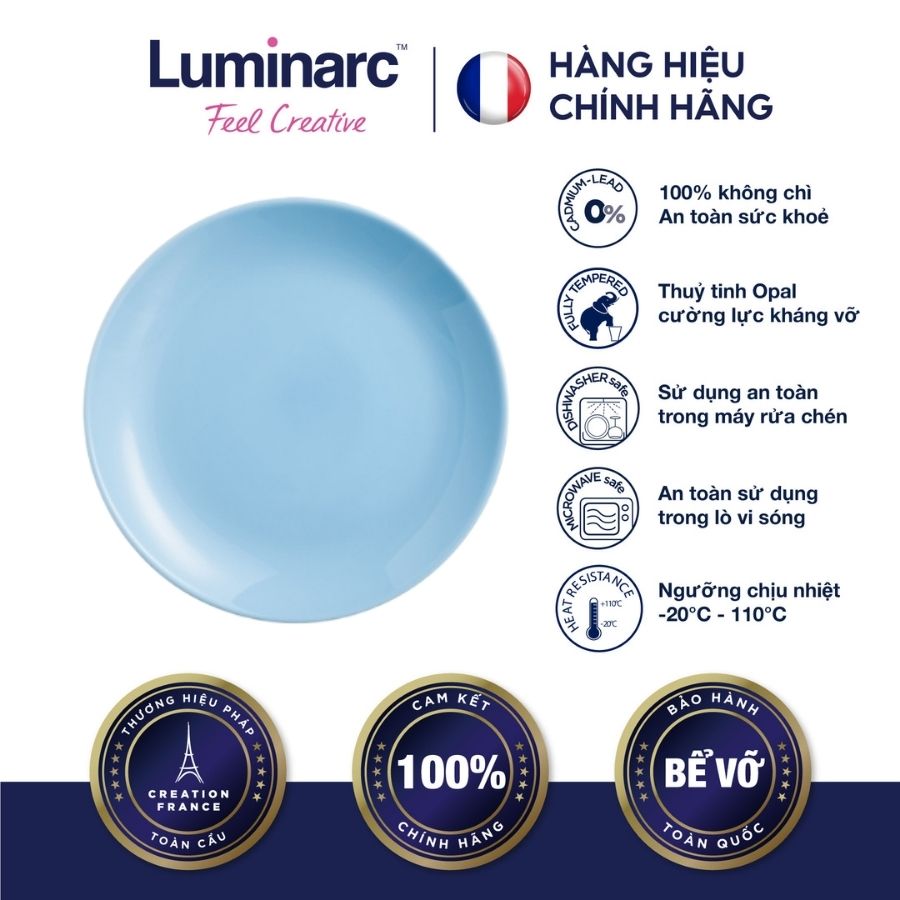 Bộ 6 Đĩa Thuỷ Tinh Luminarc Diwali Light Blue 27cm - LUDIP2015