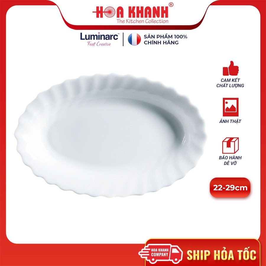 Đĩa Oval Thủy Tinh Luminarc Diwali Trianon Trắng 22cm đựng thức ăn, cường lực, kháng vỡ - Bộ 3 đĩa - N3648