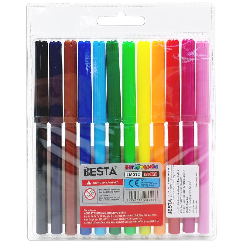 Vỉ 12 Bút Lông Màu - Besta LM012