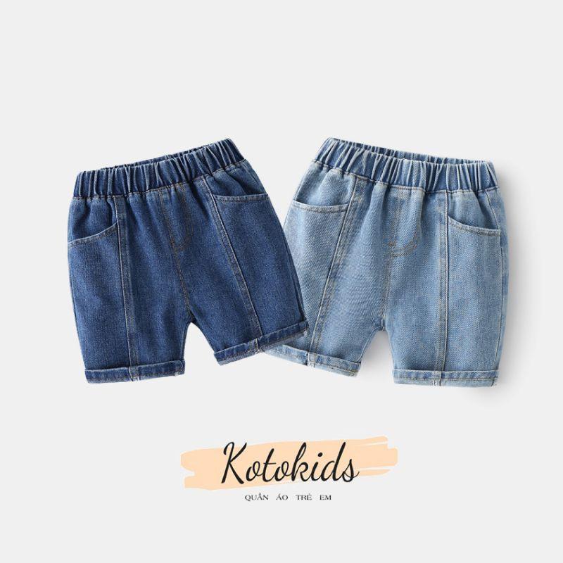 Quần Jean bé trai WELLKIDS quần short bò chất mềm họa tiết đơn giản KZ3185