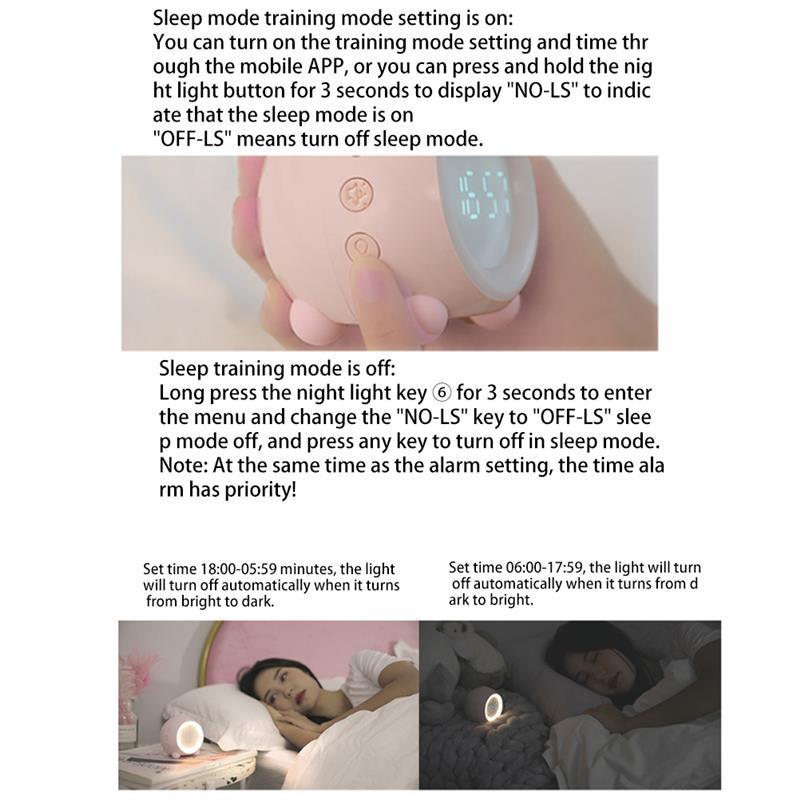 Digital Children's Alarm Clock Wake-up Light with Snooze Sleep Training Function Smart Gift for kawaii Home decoration