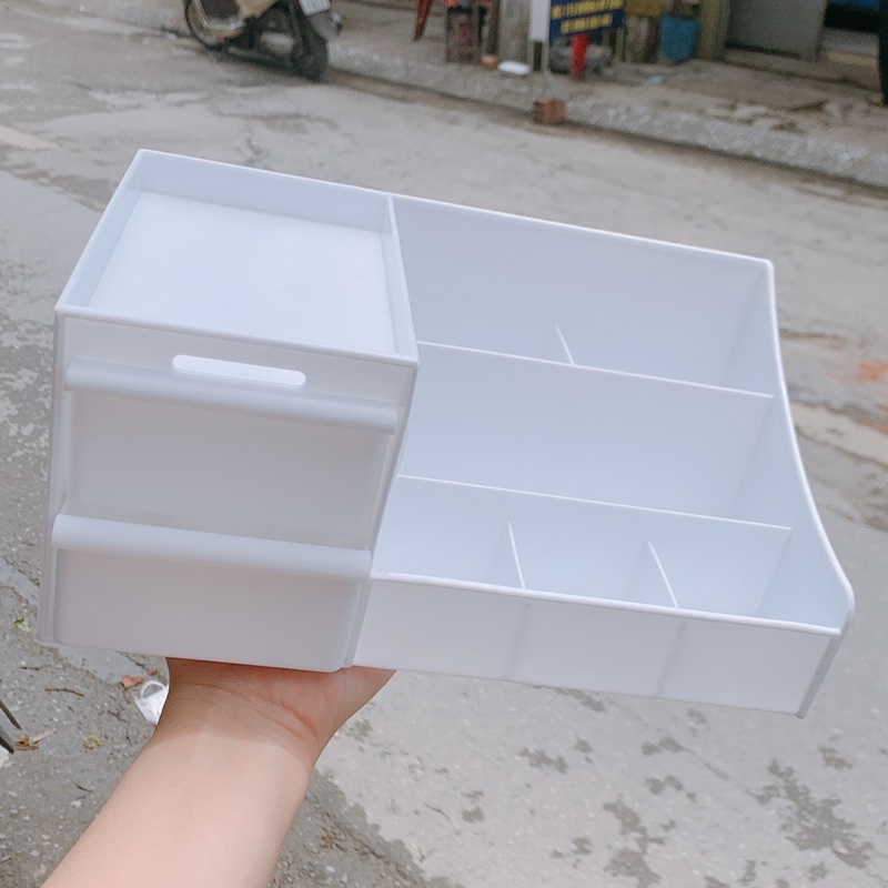 Kệ Đựng Mỹ Phẩm 3 Tầng 2 Ngăn Kéo - Hộp Đựng Đồ Trang Điểm, Makeup Bằng Nhựa Cao Cấp