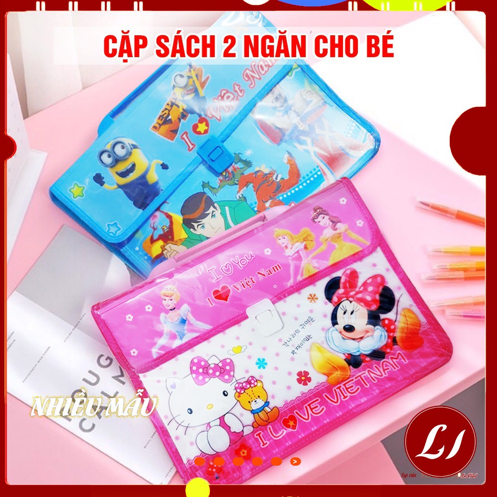 Cặp sách nhựa 2 ngăn chống thấm cho bé đi học thêm
