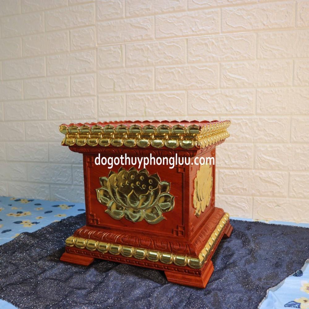 Đôn hoa sen vuông gỗ hương đài rát vàng cao 30cm