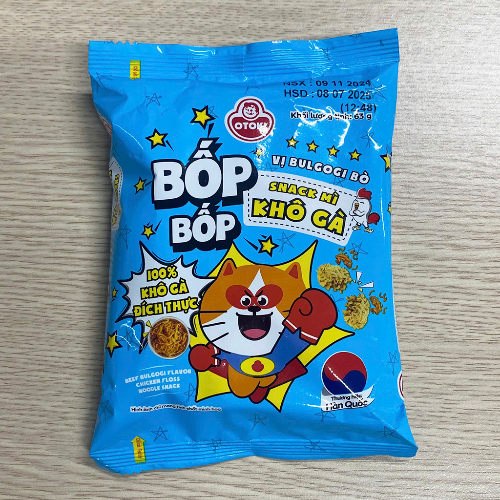Snack Mì Khô Gà Bốp Bốp vị bulgogi bò Ottogi 63g