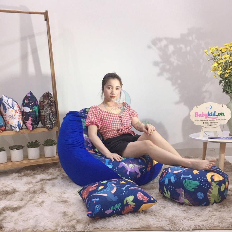 Vỏ ghế lười size M, vải thô hàn mix da lộn các màu,