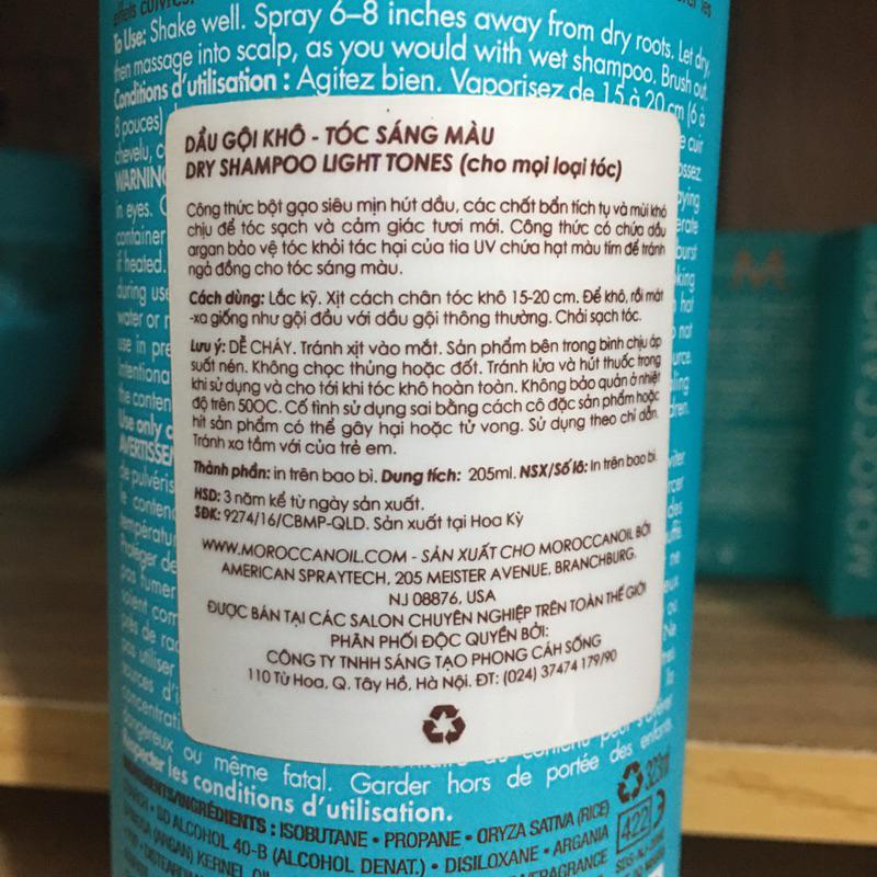 DẦU GỘI KHÔ MOROCCANOIL DARK - LIGHT TONES DRY SHAMPOO TUỲ CHỌN THEO NỀN SÁNG TỐI