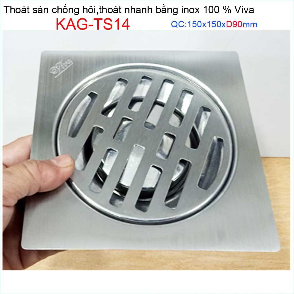 Hố ga thoát sàn Viva ống 6cm-9cm Inox mờ, phễu thoát nước chống hôi D60-90 vuông 10x10cm-12x12cm-15x15cm