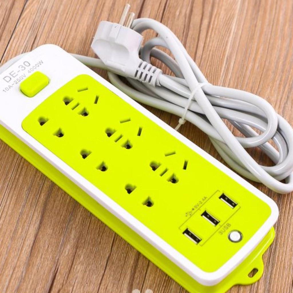Ổ Cắm Điện Đa Năng, Chống Giật 6 Lỗ, 3 Cổng USB, Đa Năng Tiện Dụng