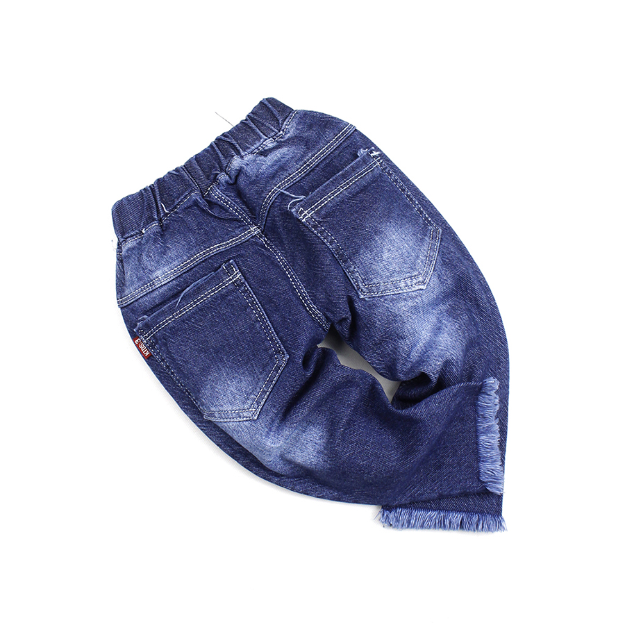Quần jean xanh đậm lửng qua đầu gối đính đá LOVE cho bé gái 0.5-2 tuổi từ 9 đến 13 kg 05038