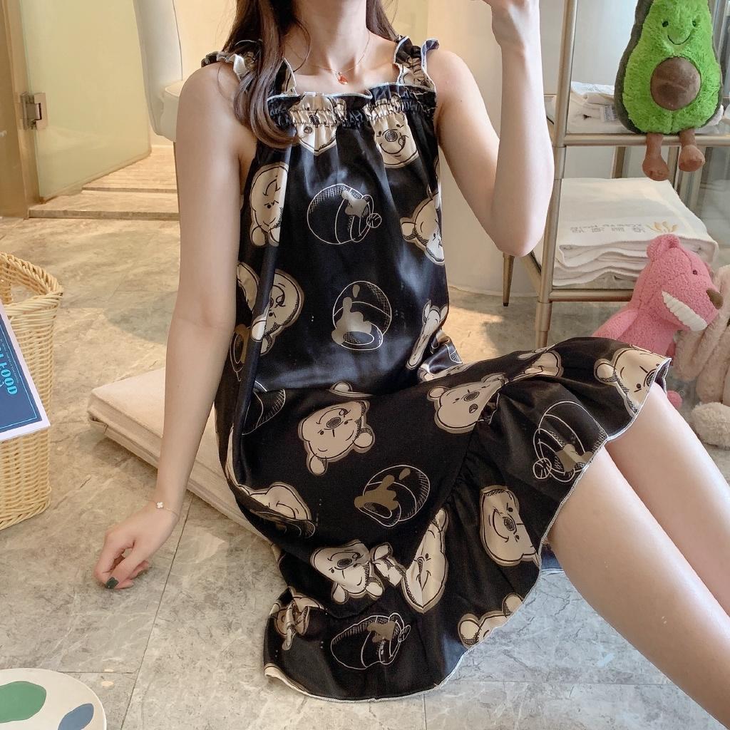 Đồ ngủ nữ mùa hè phiên bản Hàn Quốc của đồ ngủ váy ngắn tay nữ
