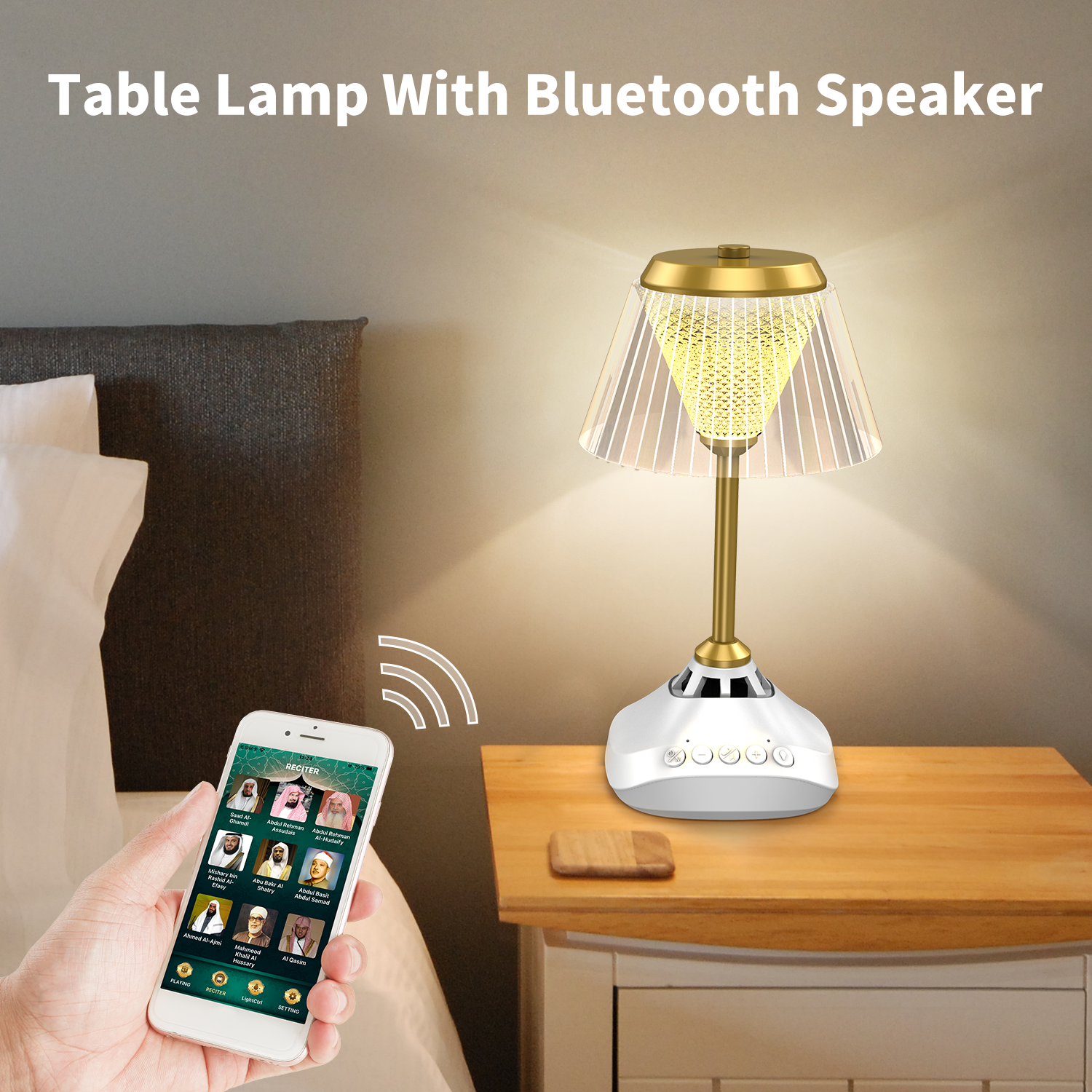 Loa bàn Kinh Qur'an Đèn bàn Hồi giáo Hồi giáo 7 màu Kinh Qur'an Đèn LED trang trí bàn Kinh Qur'an Player Đèn cảm ứng Bluetooth Màu sắc: SQ-918