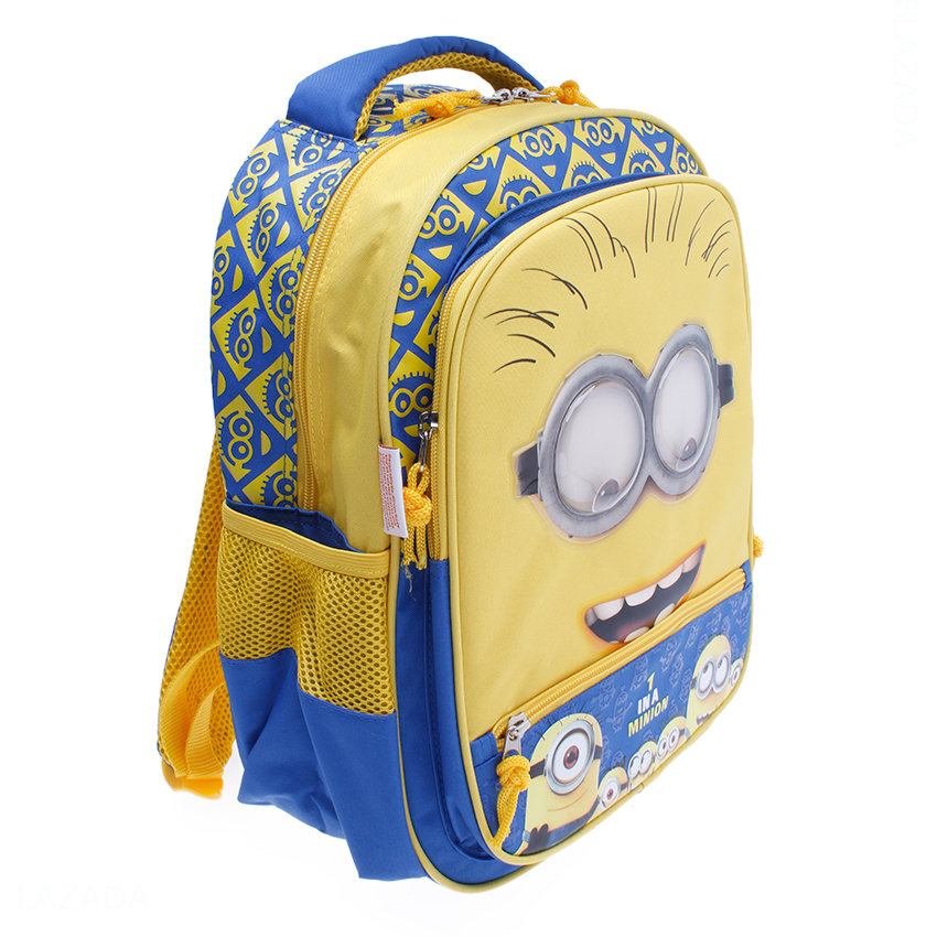 Balo trẻ em 15'' hình Minions với đôi mắt nhúc nhích siêu đáng yêu màu vàng xanh dương dành cho học sinh ,bé trai - BLMI15VX (33x15x38cm)