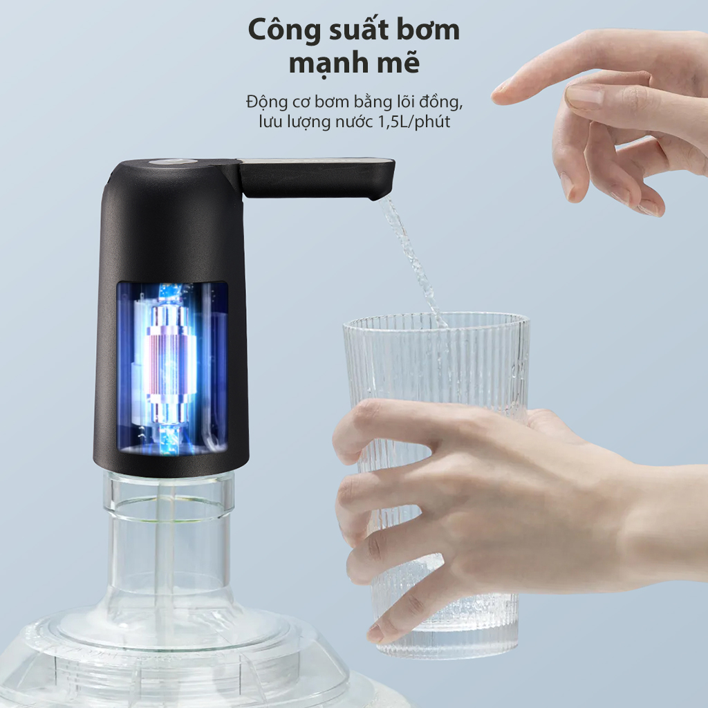 Máy Bơm Nước Tự Động cho bình nước khoáng SAMONO Dễ thao tác Dung lượng pin 800 mah Vòi nước tháo lắp Chất liệu an toàn SW-CQ04 HÀNG CHÍNH HÃNG